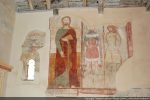 Fresques de la première phase (autour de la fenêtre) et de la seconde phase : Saint Jacques, Saint Michel et Saint Christophe portant l’ Enfant Jésus (mur sud)