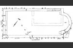 Plan de l’édifice avec, à l’intérieur, le tracé d’une chapelle funéraire tardive (Cahier Corsica 168-169, 1995)